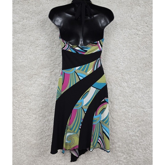 Vintage A Byer Dress Women M Green Pink Halter Babydoll Psychedelic Y2K USA - Picture 5 of 10